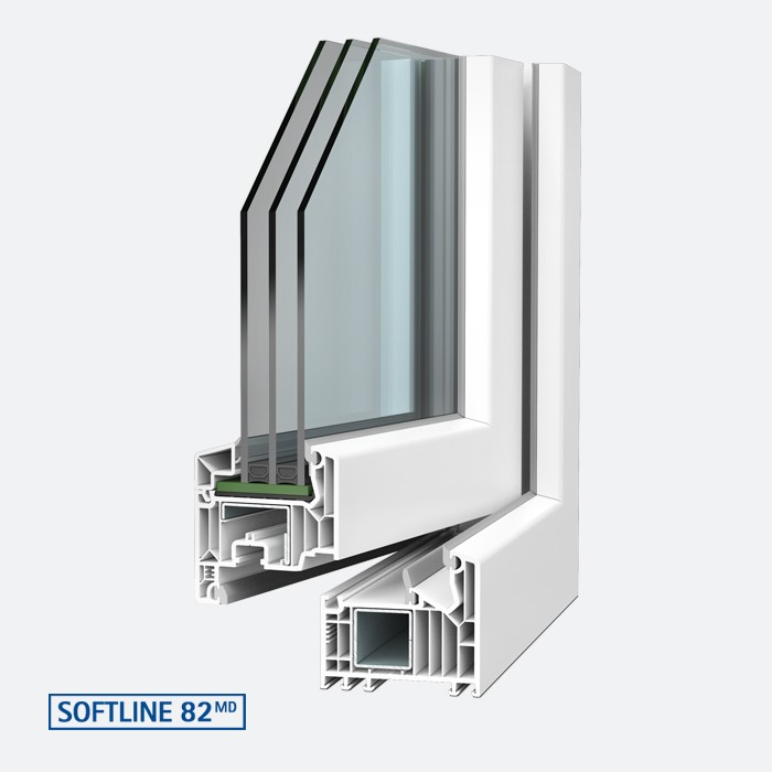 Coupe technique du profilé PVC VEKA Softline 82
